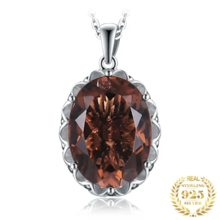 Natural Smoky Quartz Statement Necklace Silver