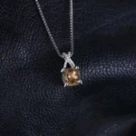 925 Sterling Silver Smoky Quartz Square Gemstone Pendant - Image 2