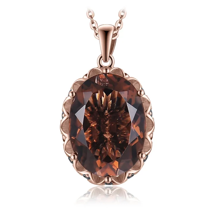 Natural Smoky Quartz Statement Necklace Silver - Image 6