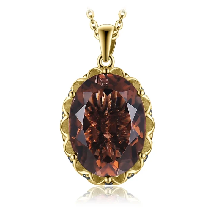 Natural Smoky Quartz Statement Necklace Silver - Image 5