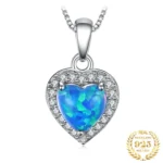 Love Heart Blue Opal Sterling Silver Necklace