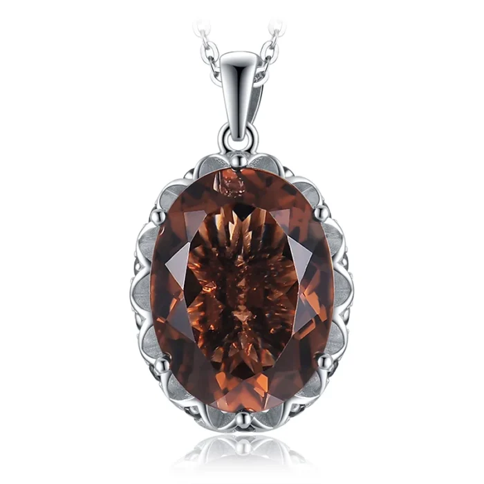 Natural Smoky Quartz Statement Necklace Silver - Image 4