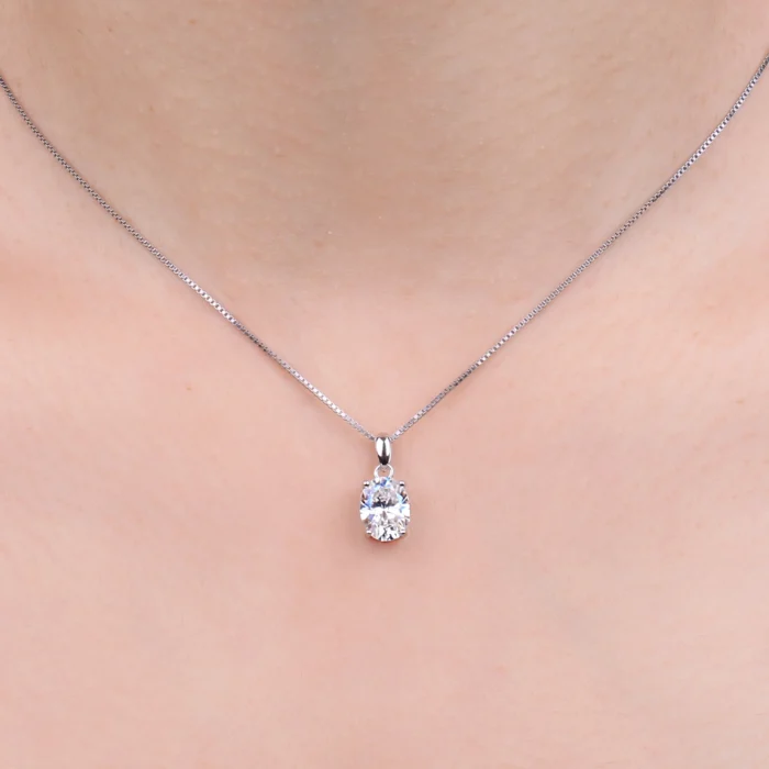 Oval Moissanite D Color Rose Gold Plated Pendant - Image 3