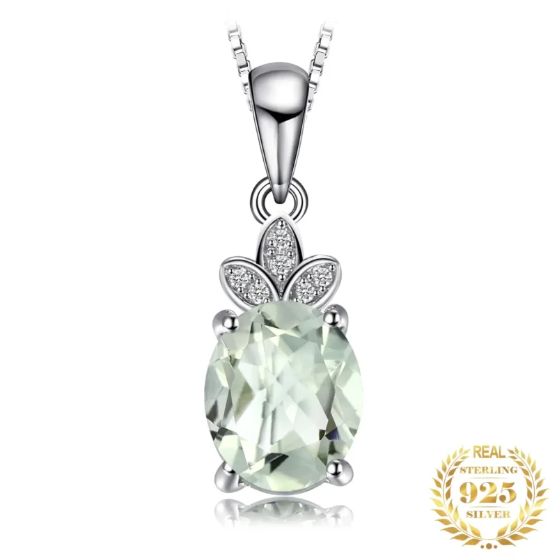 925 Sterling Silver Green Amethyst Topaz Pendant