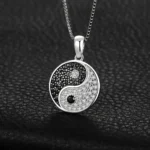 925 Silver Black Spinel Yin Yang Necklace - Image 2
