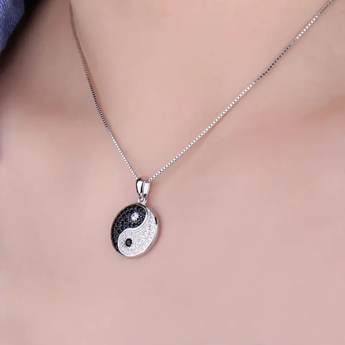 925 Silver Black Spinel Yin Yang Necklace - Image 4
