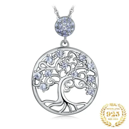 Life Tree Blue Spinel Sterling Silver Pendant