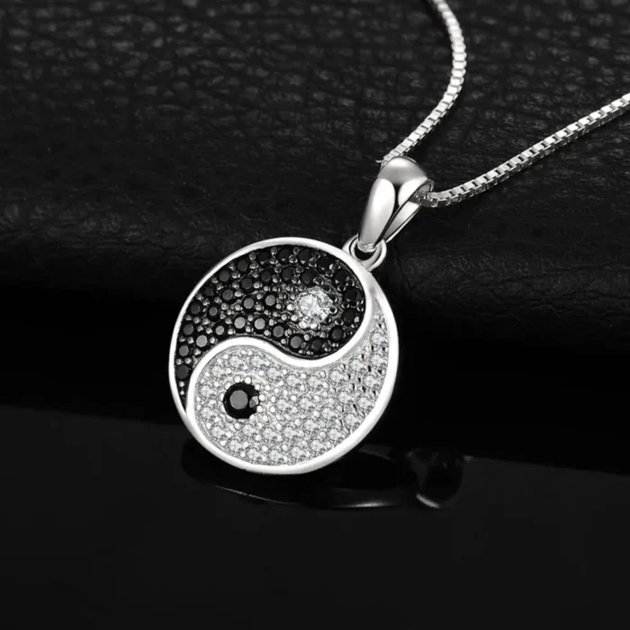925 Silver Black Spinel Yin Yang Necklace - Image 3