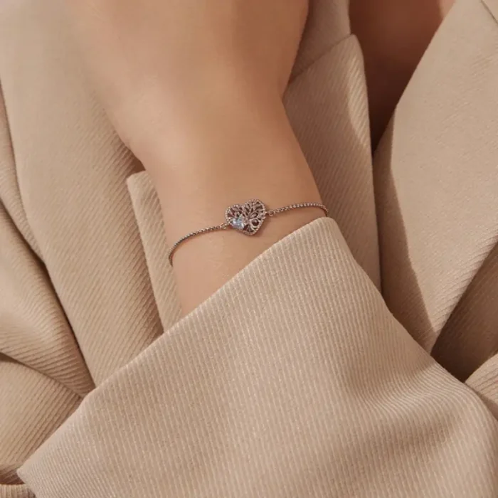 925 Sterling Silver Tree of Life Adjustable Bracelet - Image 4