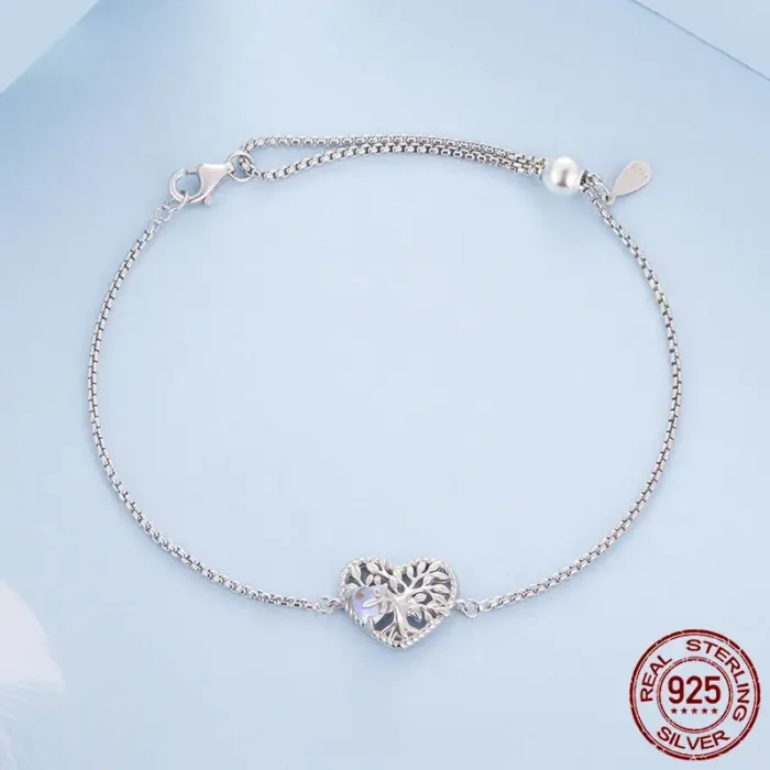 925 Sterling Silver Tree of Life Adjustable Bracelet - Image 2